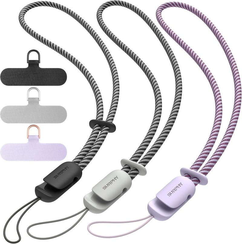 SURPHY 3 Pack Phone Wrist Strap with CellPhone Tether Tab, Cellphone Lanyard, Phone Strap with 2-Color Braided, Wrist Lanyard - Image 1